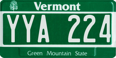 VT license plate YYA224