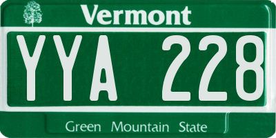 VT license plate YYA228