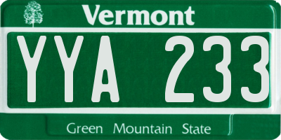 VT license plate YYA233