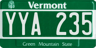 VT license plate YYA235