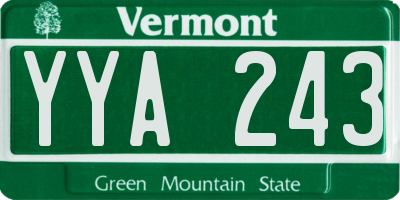 VT license plate YYA243