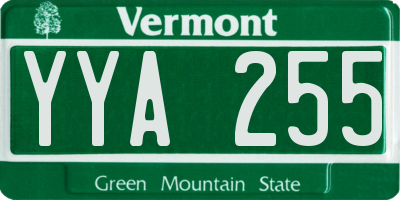 VT license plate YYA255