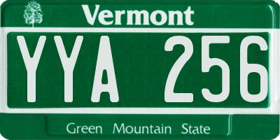 VT license plate YYA256