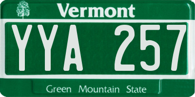 VT license plate YYA257