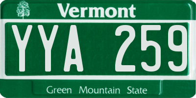 VT license plate YYA259