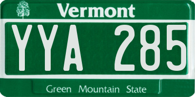 VT license plate YYA285