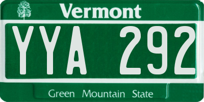 VT license plate YYA292