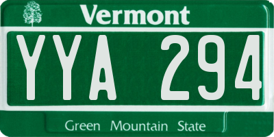 VT license plate YYA294