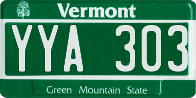 VT license plate YYA303