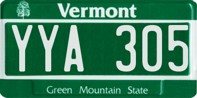 VT license plate YYA305