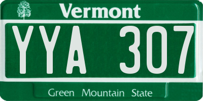 VT license plate YYA307