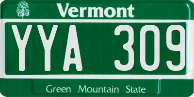 VT license plate YYA309