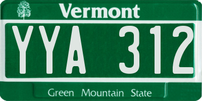 VT license plate YYA312