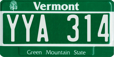 VT license plate YYA314