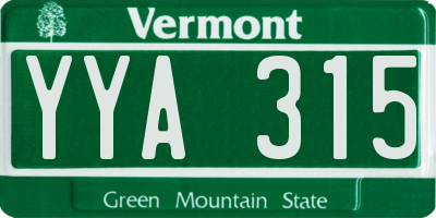 VT license plate YYA315