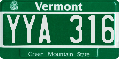 VT license plate YYA316