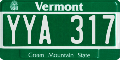 VT license plate YYA317