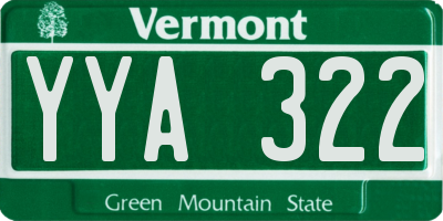 VT license plate YYA322