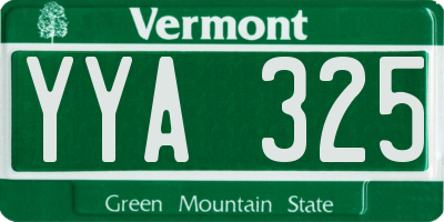 VT license plate YYA325