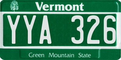 VT license plate YYA326