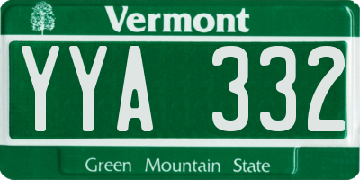 VT license plate YYA332