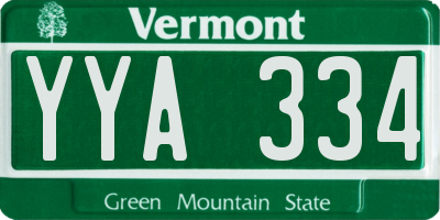 VT license plate YYA334