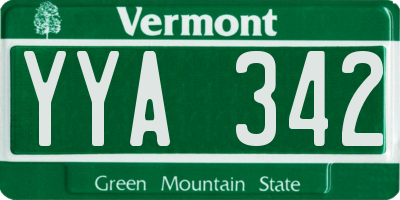 VT license plate YYA342
