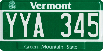 VT license plate YYA345