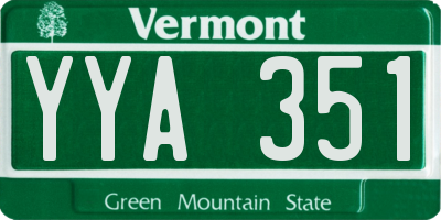 VT license plate YYA351