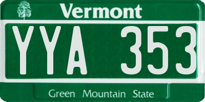 VT license plate YYA353