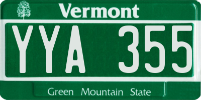 VT license plate YYA355