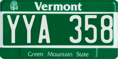 VT license plate YYA358