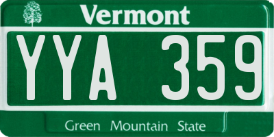 VT license plate YYA359
