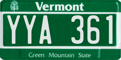 VT license plate YYA361