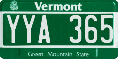 VT license plate YYA365