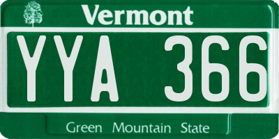 VT license plate YYA366