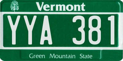 VT license plate YYA381