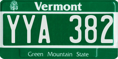 VT license plate YYA382