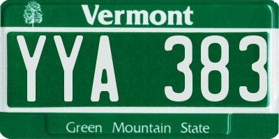 VT license plate YYA383