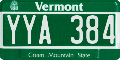 VT license plate YYA384