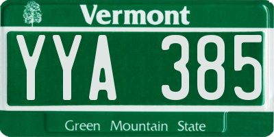 VT license plate YYA385