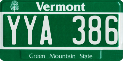 VT license plate YYA386