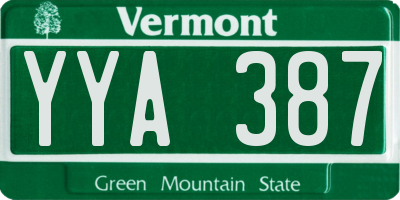 VT license plate YYA387