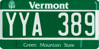 VT license plate YYA389