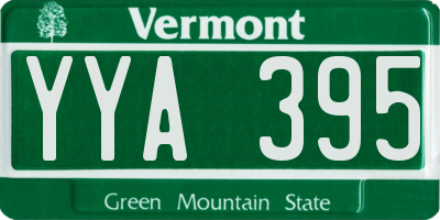 VT license plate YYA395
