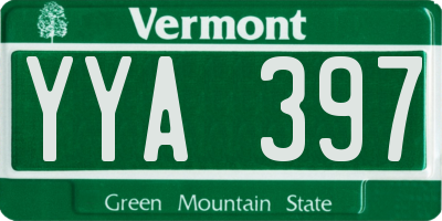 VT license plate YYA397