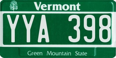 VT license plate YYA398