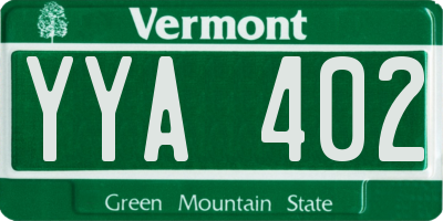 VT license plate YYA402
