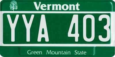 VT license plate YYA403