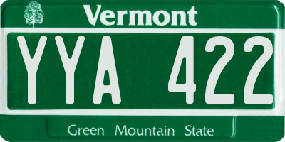 VT license plate YYA422